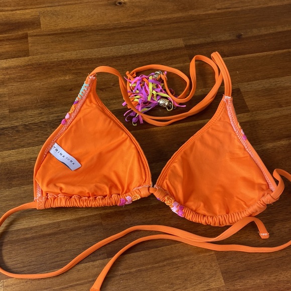Vibrant Trina Turk bikini top, embroidered detailing, upper tassel tie & coverup - Picture 3 of 8